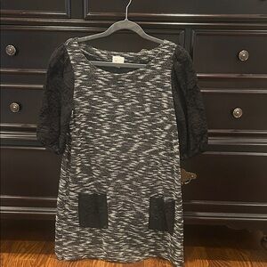 Anthropologie Black and Gray Mini Dress